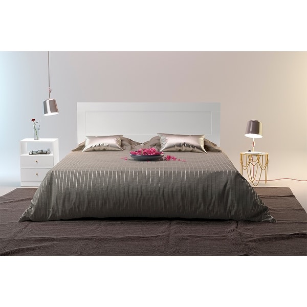 Mid-century Platform Bed with Headboard - White - King