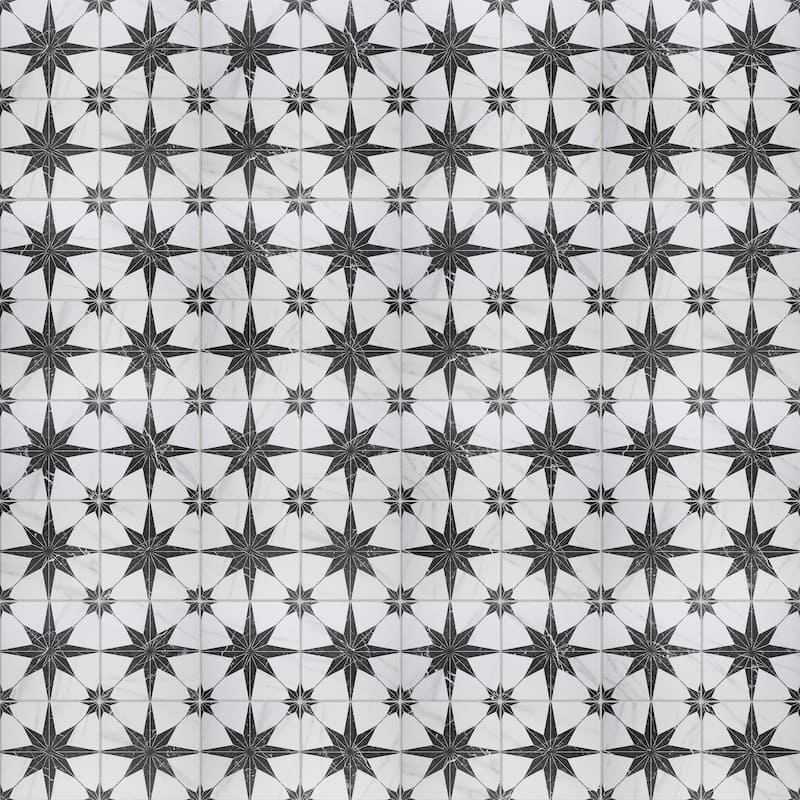 Merola Tile Merzoni Star Marquina 17-7/8" x 17-7/8" Porcelain Floor and Wall Tile