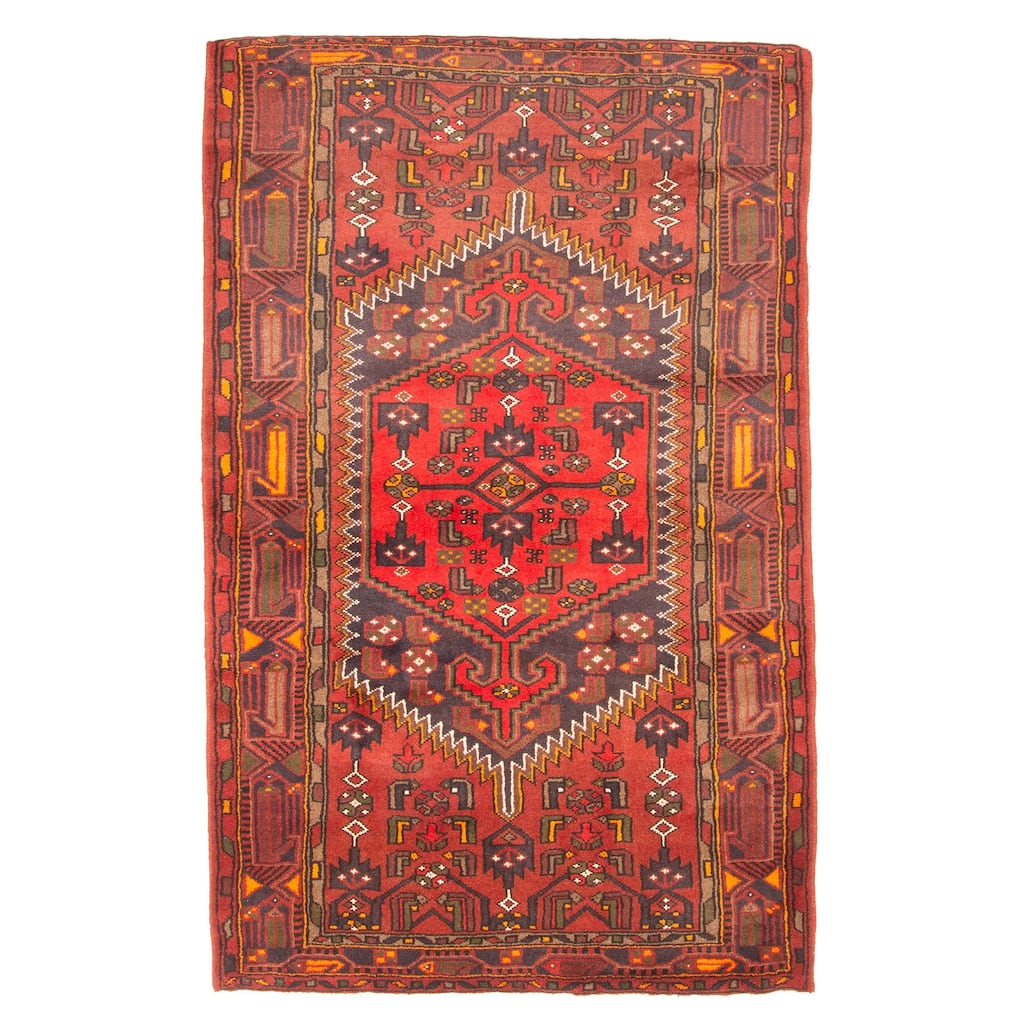 ECARPETGALLERY Hand-knotted Andelz Dark Red Wool Rug - 4'4 x 6'9