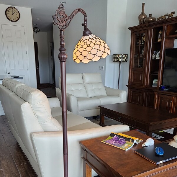 Amora Lighting 62 in. Tiffany Style Jeweled Reading Floor Lamp