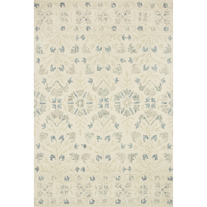 Alexander Home Annabelle Farmhouse Hand-hooked Wool Rug - 2' 6" x 9' 9" - Ivory/Grey