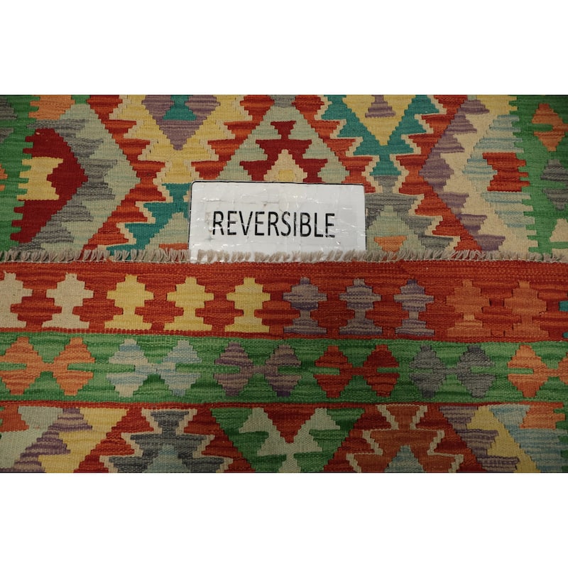 Hand Woven Oriental 100% Wool Carpet Southwestern Tribal Oranges & Rust Kilim Area Rug - 6' 2'' X 4' 3''