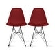 preview thumbnail 15 of 17, Set of 2 Molded Plastic Dining Chairs Mid-Century Modern Armless Side Chairs with Black Chrome Eiffel Legs for Kitchen or Office Red