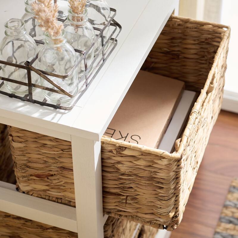 SAFAVIEH Evaline Distressed Black 3 Wicker Basket Storage Unit - 17.3" x 13.4" x 29.5" - 17"W x 13"D x 30"H