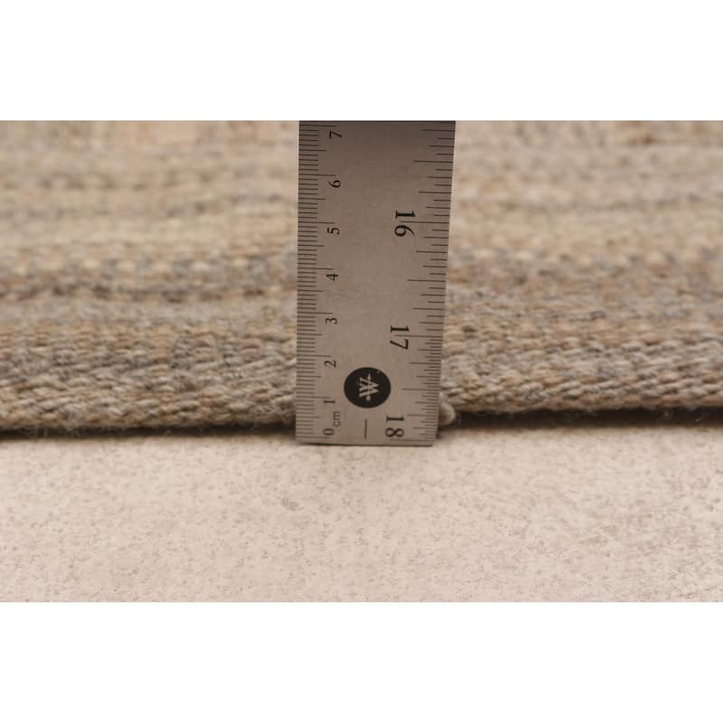 ECARPETGALLERY Flat-Weave Anatolia Patch Taupe Wool Kilim - 5'7 x 9'8