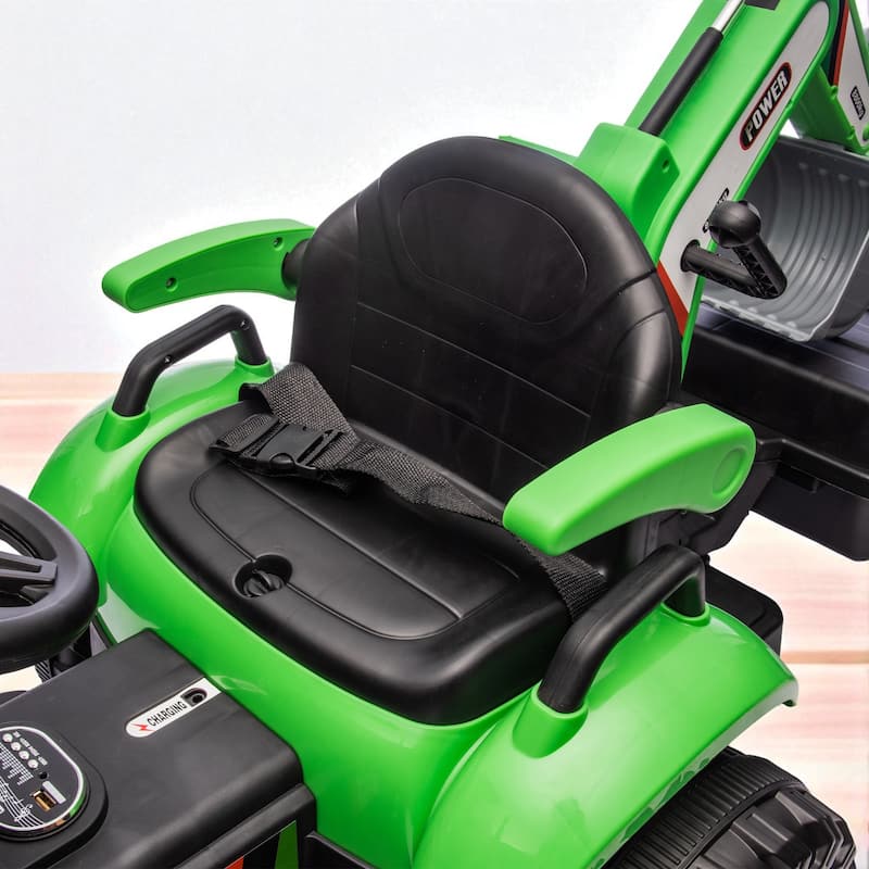 24V Kids Ride-On Tractor with 4-in-1 Construction Attachments, Parent Remote, 3-Speed, LED Lights, Music