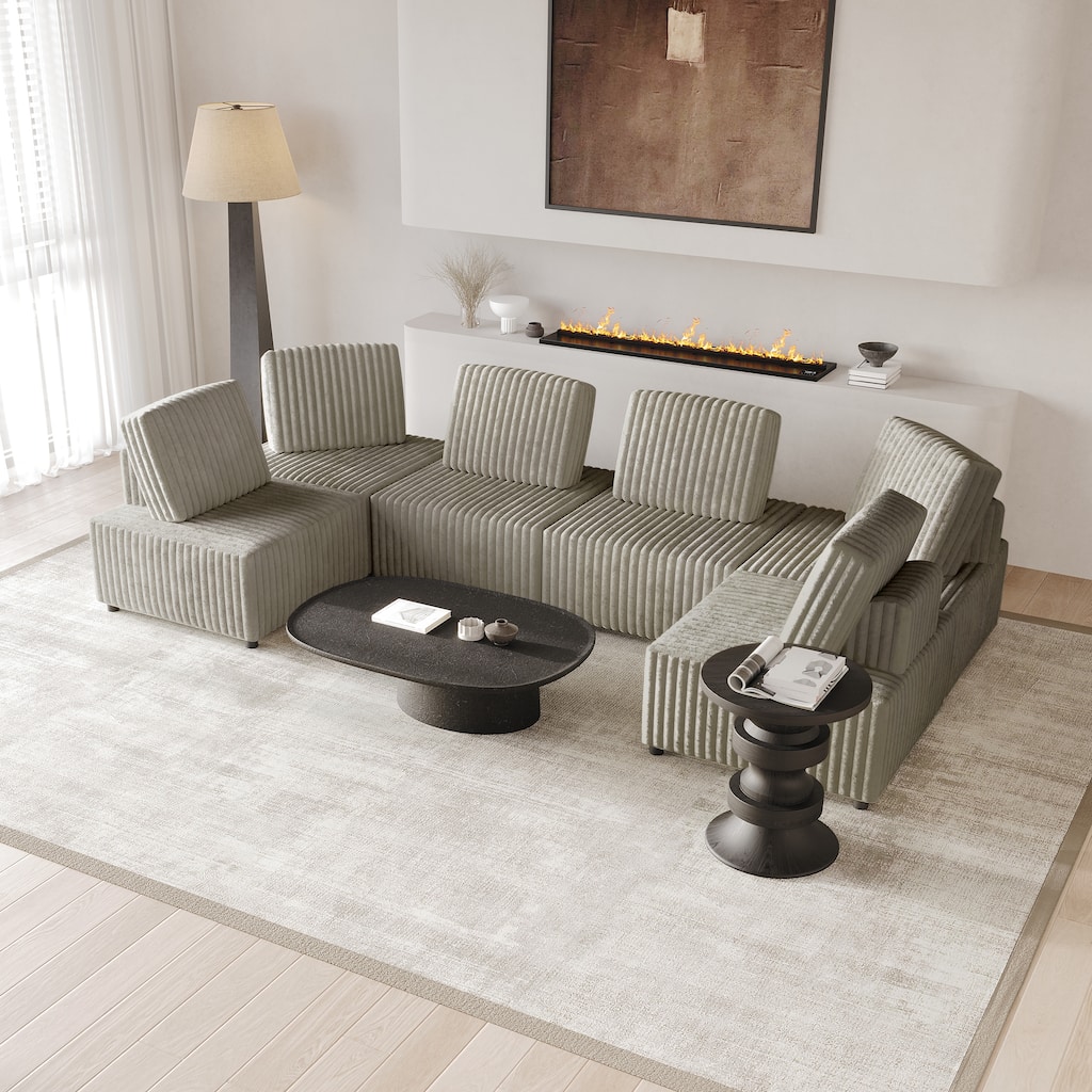 CraftPorch Luxurious Velvet Upholstered 4 Pieces Chair and 2 Corner Seat