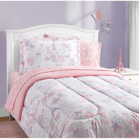 ALEX + BELLA Parisian Petals Floral Pink Soft Microfiber Bed In A Bag Bedding Set