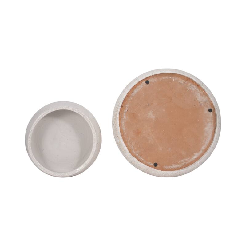 Decorative Round Crackle Terracotta Bowl - Set of 2 - 14", 10" - 14.0"