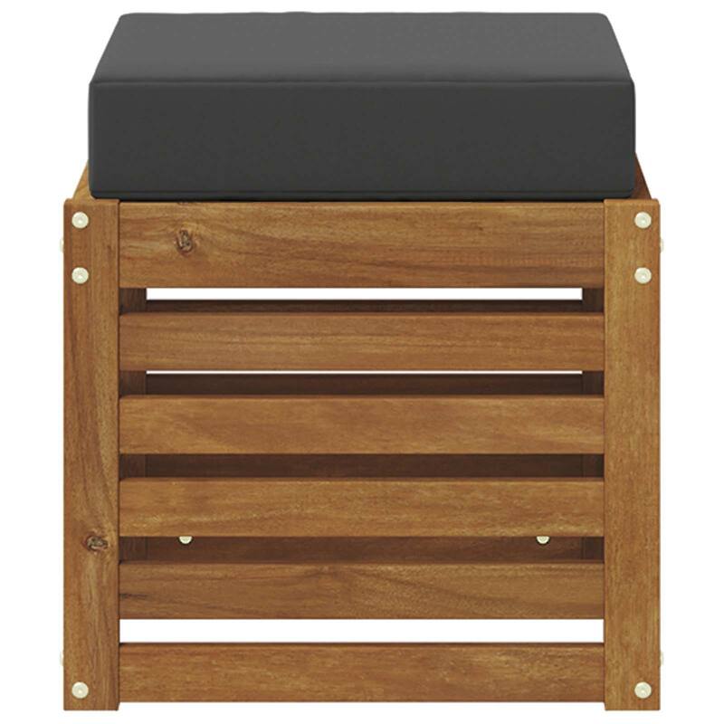 vidaXL Stool Bench Natural and Anthracite 16.93 x 16.93 x 14.57 in