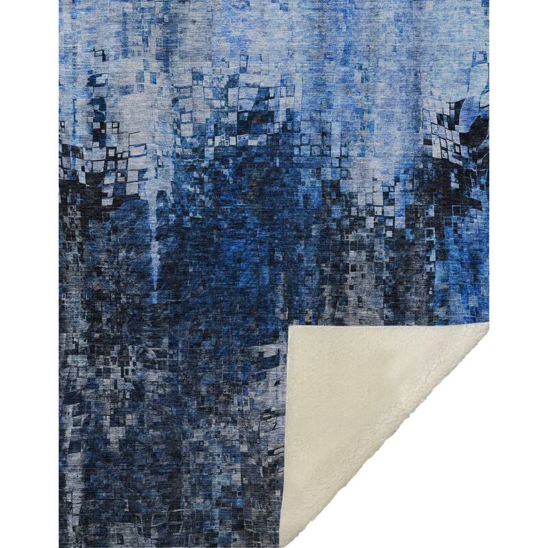 Premium Machine Washable Modern Mosaic Sherpa Throw Blanket