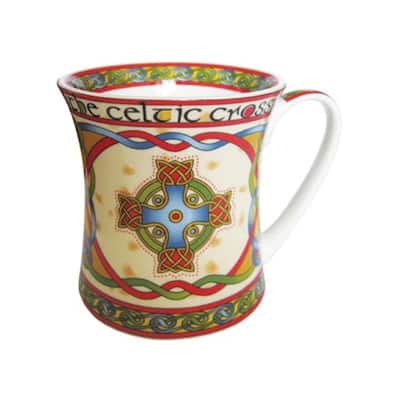 11oz Bone China Coffee Mug with Celtic Knot Motif and Scratch Resistant Dishwasher and Microwave Safe