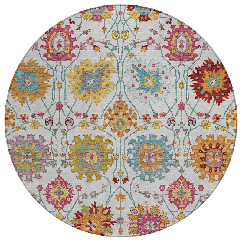 Machine Washable Indoor/ Outdoor Traditional Kashan Chantille Rug