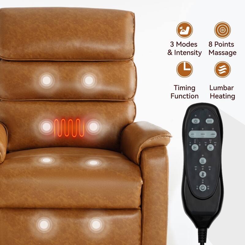 Roomfitters Dual Motor Power Lift Recliner, Infinite Position Massage Chair with 180-Degree Flat Recline, Leatheraire