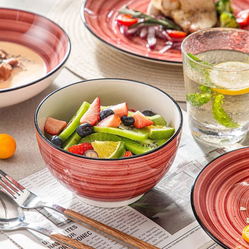 vancasso Bonbon Stoneware Handpainted Spirals Pattern Dinnerware Set
