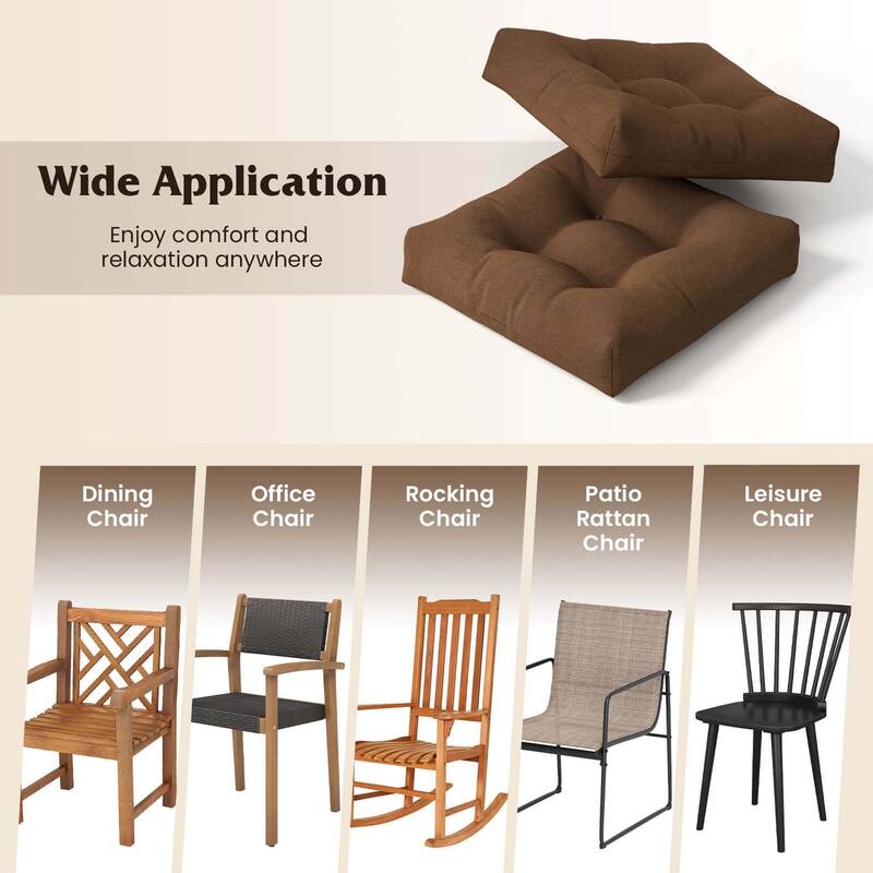 Costway 2 PCS 21'' x 21'' Patio Chair Seat Cushion Pads Indoor/Outdoor