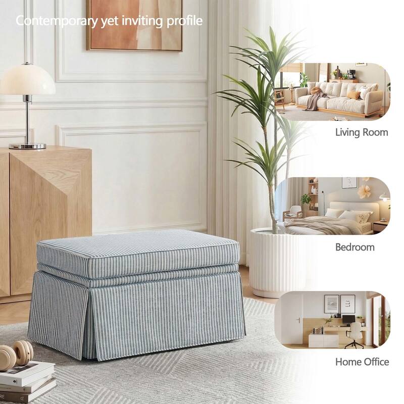 Rectangle Chenille Upholstered Storage Ottoman