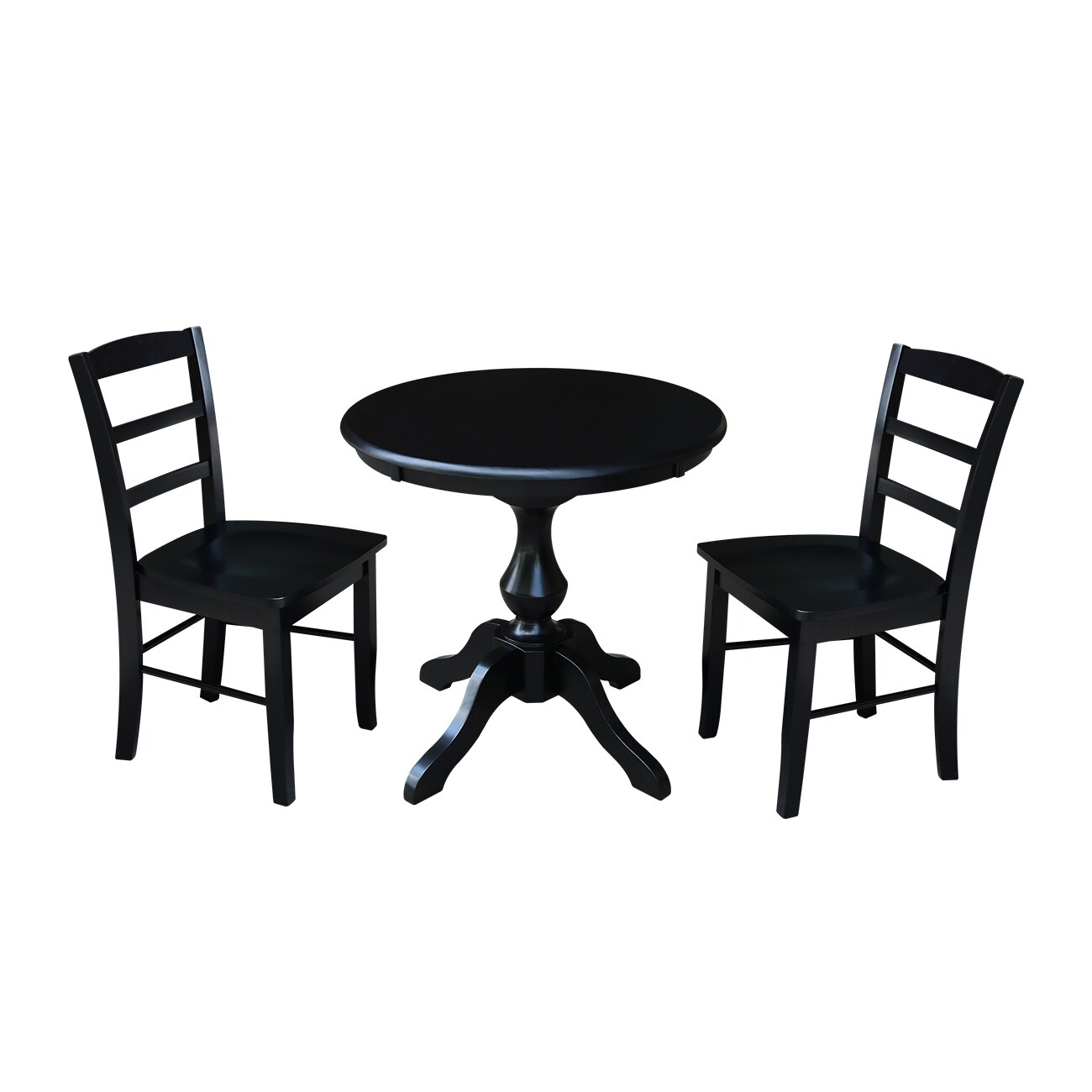 30 Round Pedestal Dining Table With 2 Madrid Chairs Unfinished