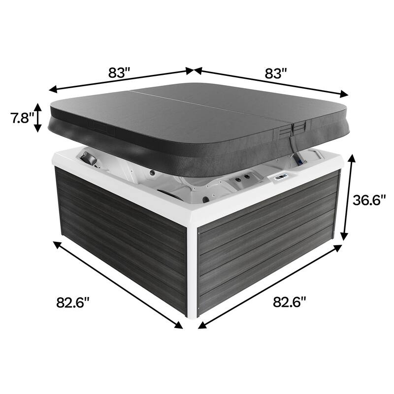 Patiowell 4-Person 41 Jets Hot Tub with Digital Control System-The Fresh Water System and LED Lighting-Intelligent
