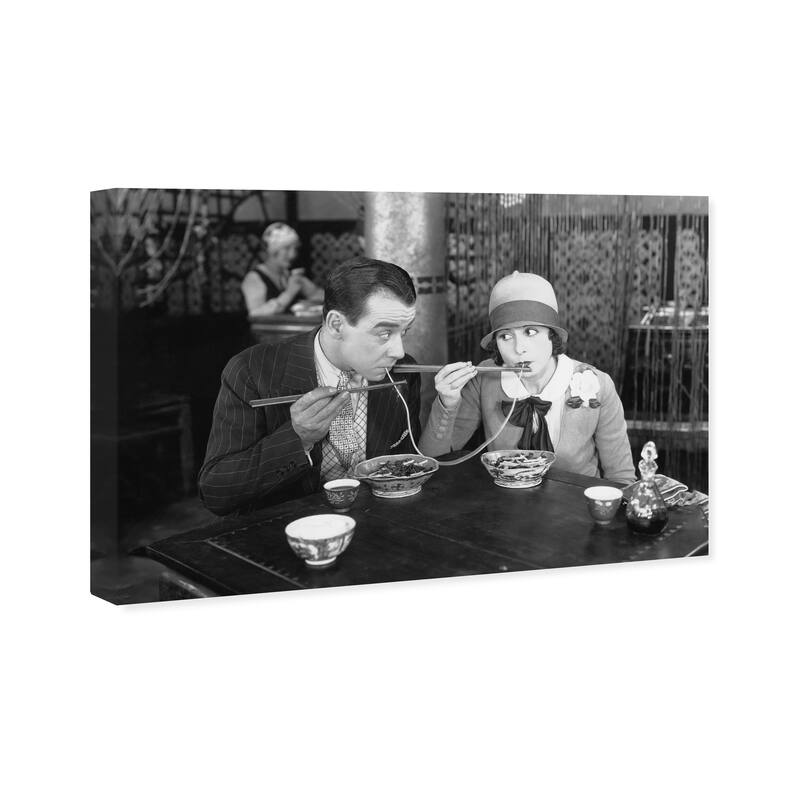 Wynwood Studio 'Romantic Dinner' People and Portraits Wall Art Canvas Print Couples - Black, White