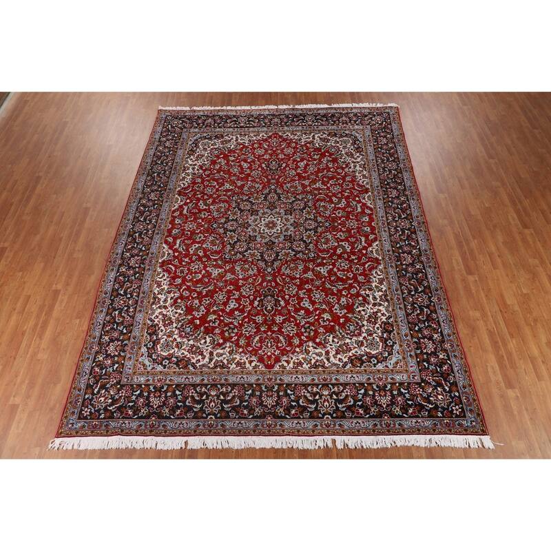Kashan Turkish Area Rug Machine-Made Oriental Red Carpet - 9'7" x 12'6"