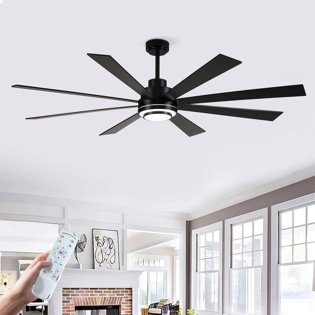 Large Size 8 pcs Blades Ceiling Fan With Dimmable LED
