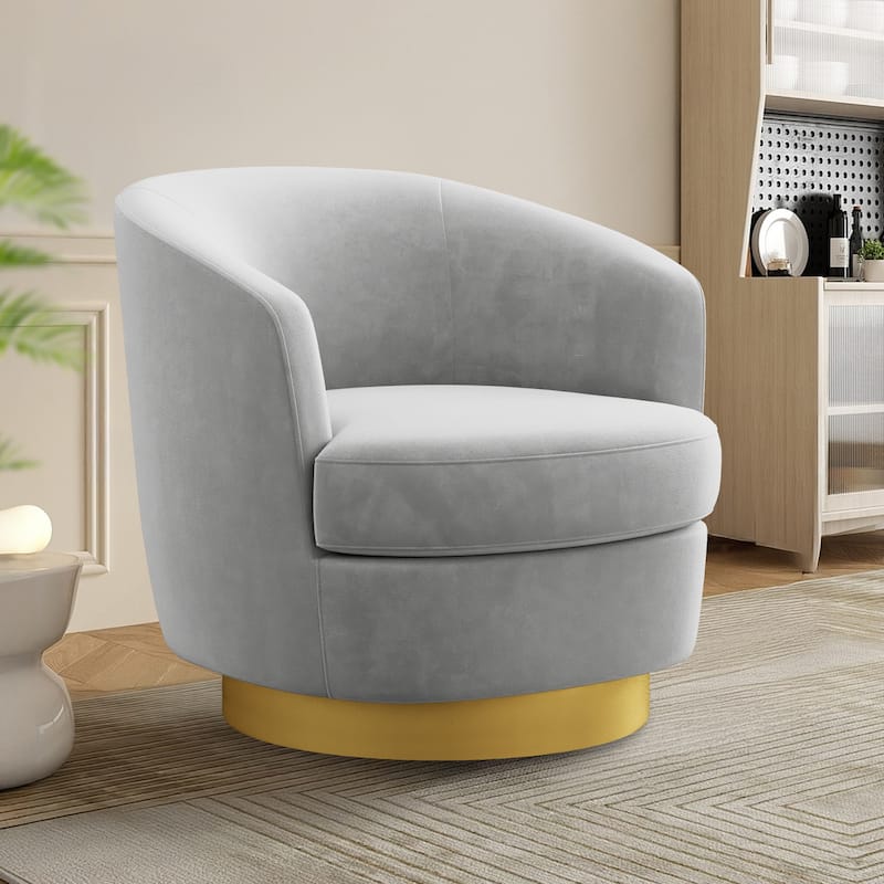 360 Degree Velvet Swivel Club Chair, Soft & Comfotable - 1 Piece - Marled Gray