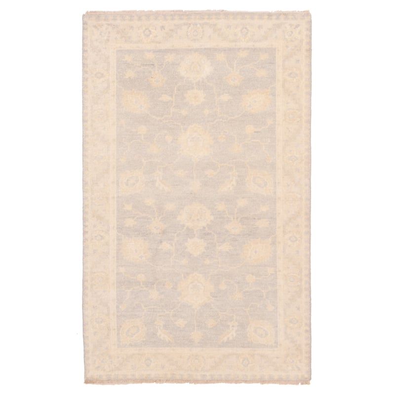 ECARPETGALLERY Hand-knotted Finest Oushak Grey Wool Rug - 3'1 x 5'0