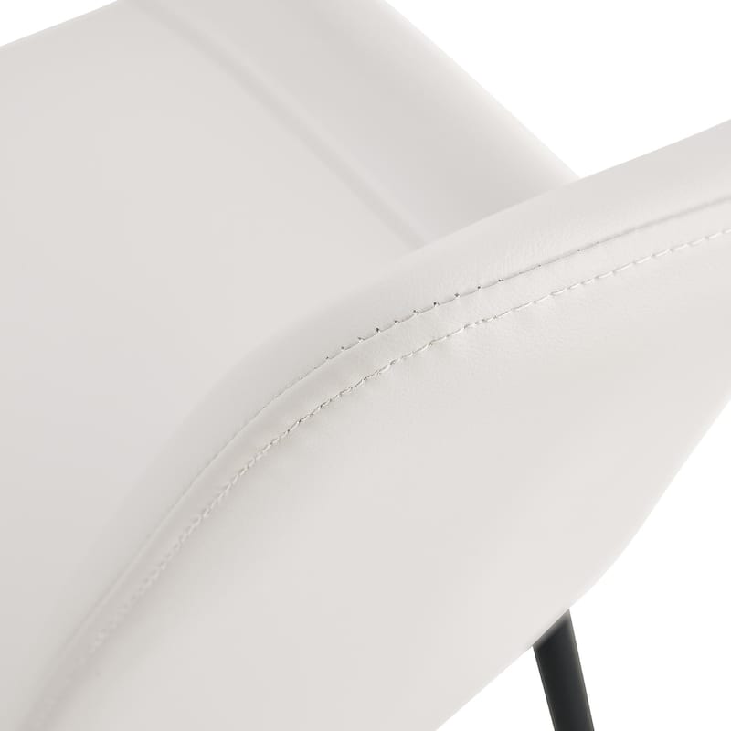 Minimalist Dining Table Set for 4, Round Dining Table and Faux Leather Chairs Set, 5-Piece Modern Dining Set with Lower Shelf