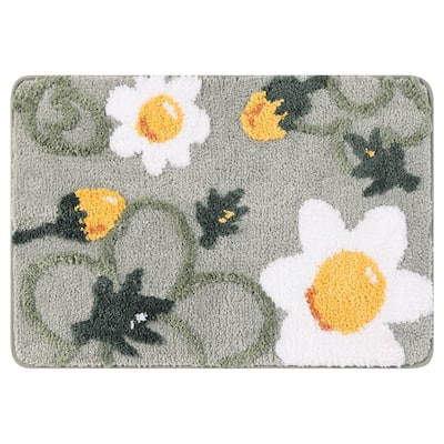 Microfiber Bathroom Rugs, Non-Slip Cute Flower Bath Mats, Soft Absorbent Plush Bath Rugs