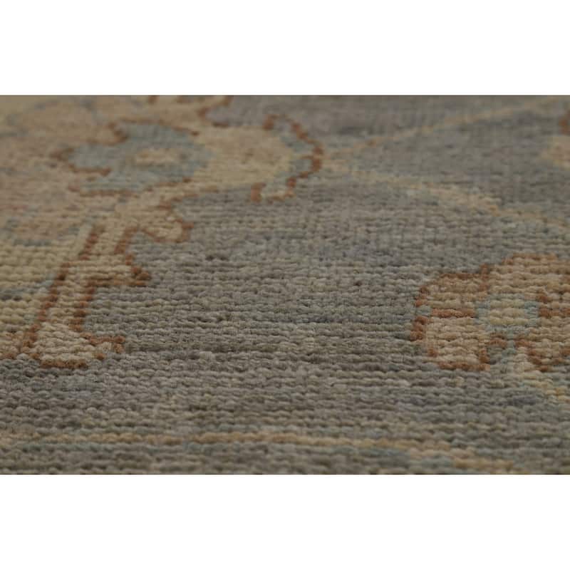 Hand Knotted Oriental 100% Wool Carpet Transitional All-Over Greys & Charcoal Oushak Area Rug - 12' 2'' X 9' 0''