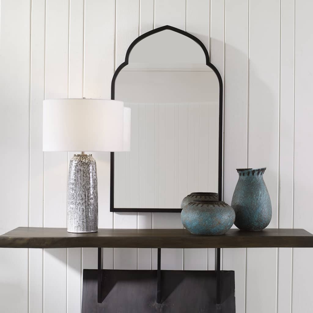Arch Framed Wall Mirror - 40" - Matte Black Finish