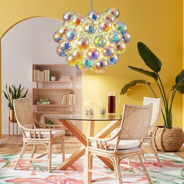 Iridescent glass pendant light on sale