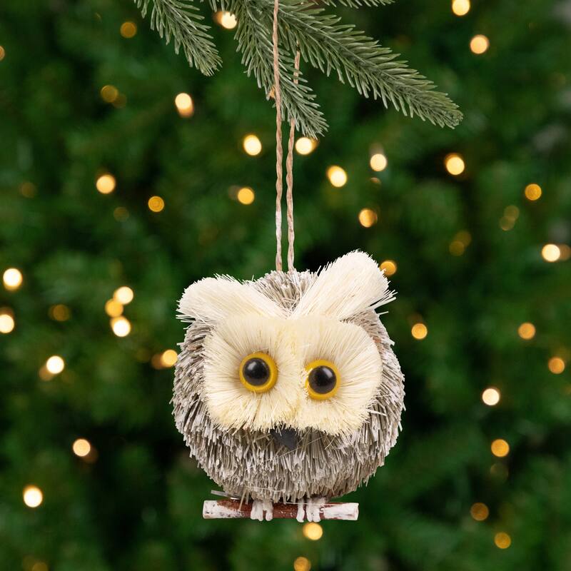 Woodland Critters Christmas Ornaments - 6" - Ivory and Brown - Set of 4