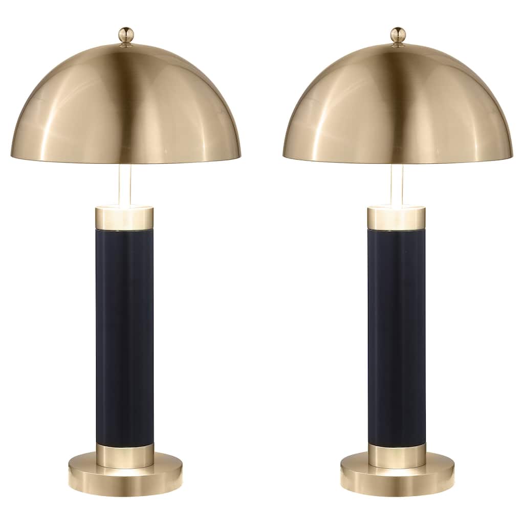 Conroe 28-Inch Dome Shade Pillar Table Lamp Black (Set Of 2)