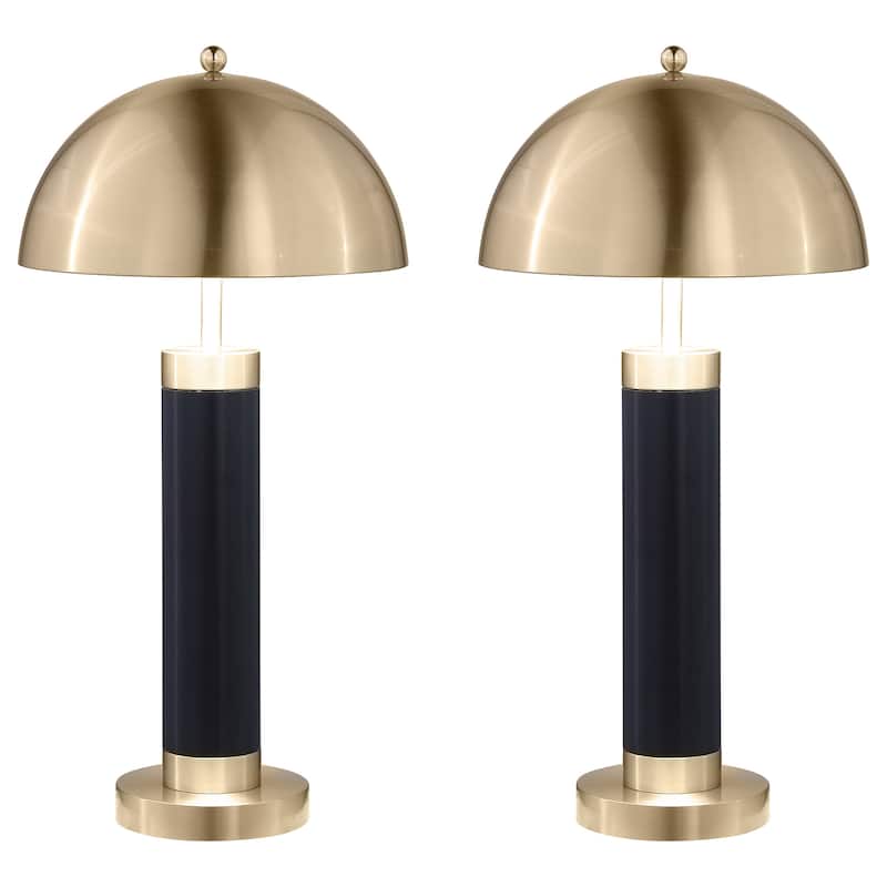 Leoch Black 28-inch Dome Shade Pillar Table Lamp (Set of 2)
