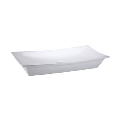 Rectangular vitreous china vessel sink with single-hole faucet drilling