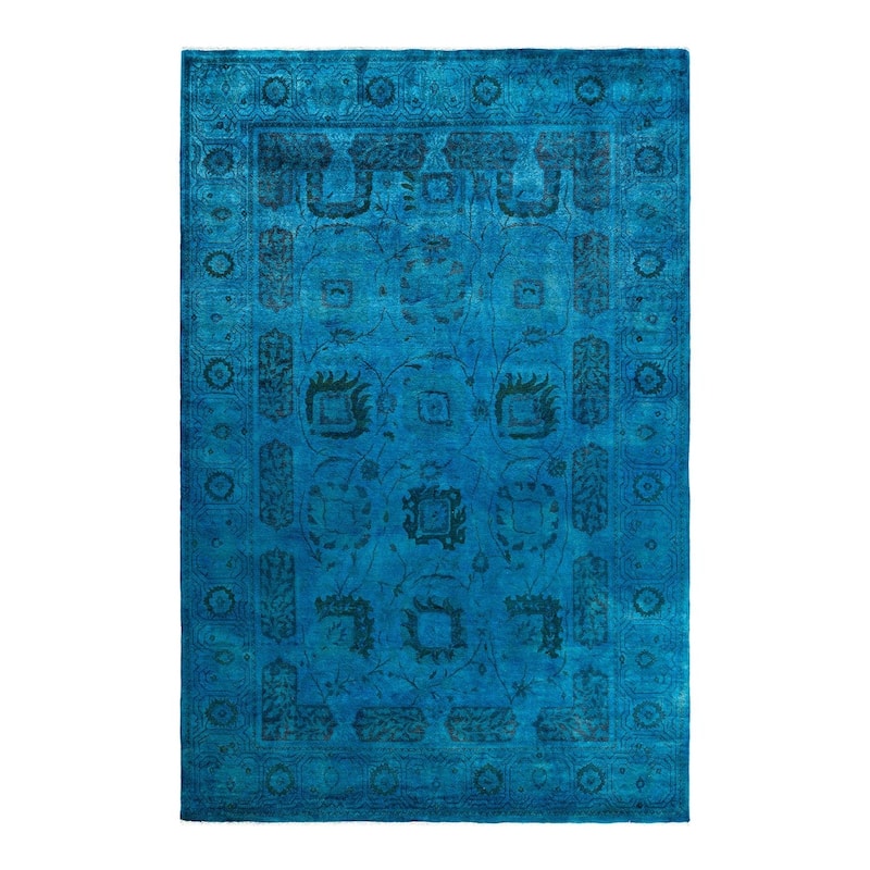 Fine Vibrance One-of-a-Kind Hand-Knotted Area Rug - Blue, 6' 1" x 9' 2" - 6' 1" x 9' 2"