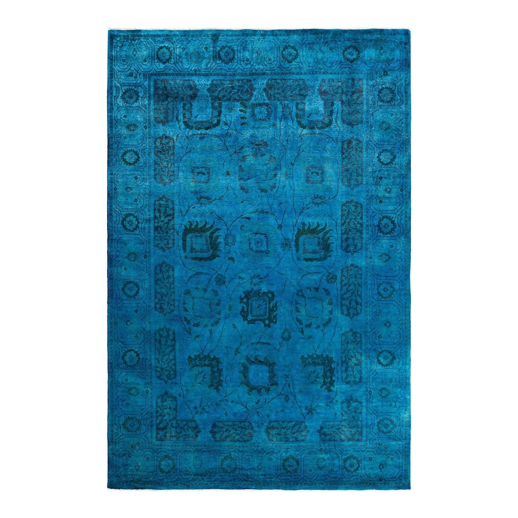 Fine Vibrance One-of-a-Kind Hand-Knotted Area Rug - Blue, 6' 1" x 9' 2" - 6' 1" x 9' 2"