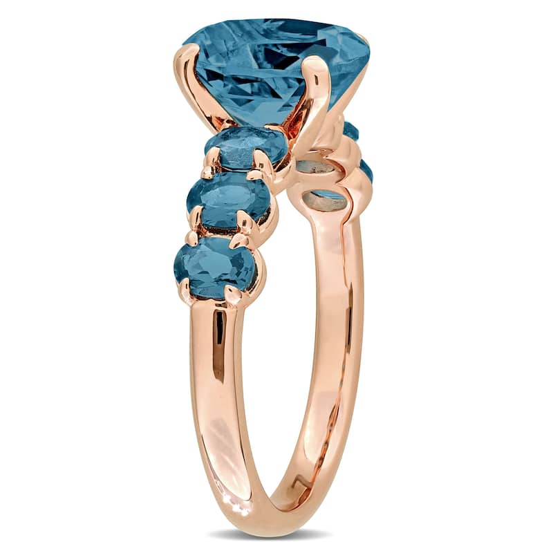 Miadora 3 1/5ct TGW Smokey Quartz and London Blue Topaz Ring in Rose Plated Sterling Silver