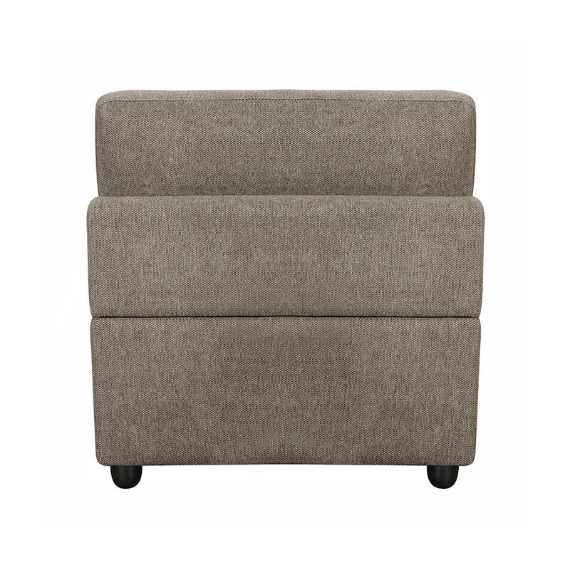 Linen Upholstered Modular Armless Chair with Pillow in Brown
