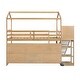 preview thumbnail 6 of 16, Wood House Loft Bed with Slide,Storage Shelves,Climbing Ramp and Light