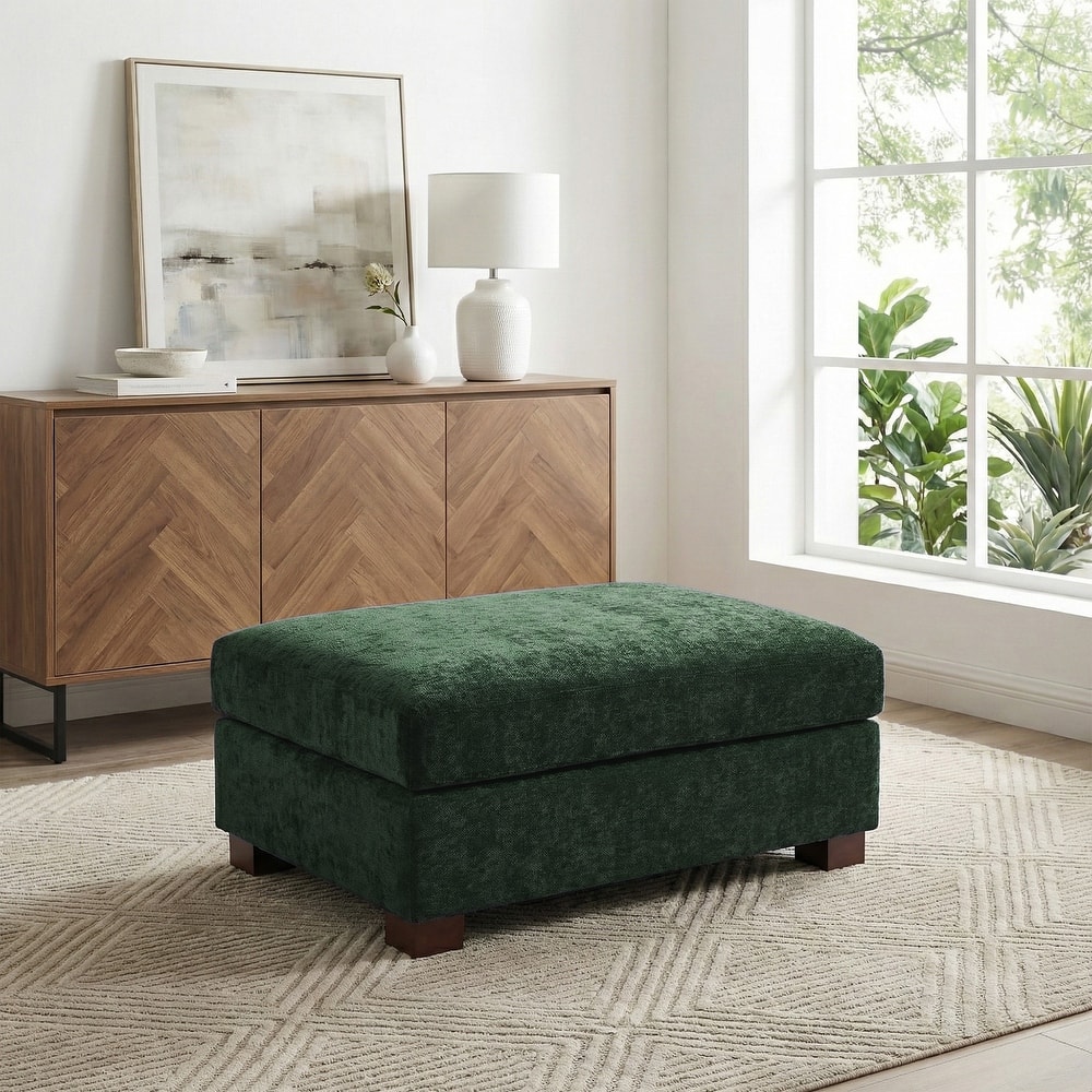 41" W Modern Rectangle Chenille Ottoman