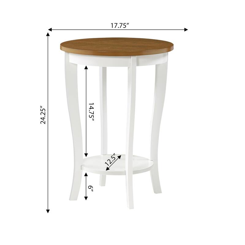 Convenience Concepts American Heritage Round End Table with Shelf