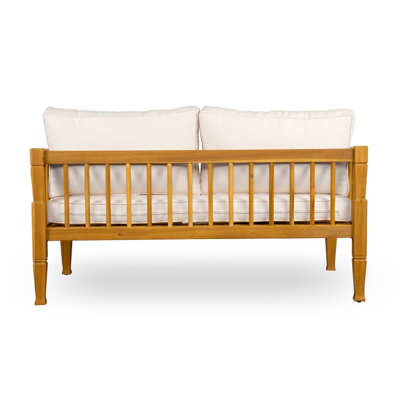 Scott Living Darla 4 Piece Outdoor Sleek Acacia Wood Seating Set with Water-Resistant Cushion