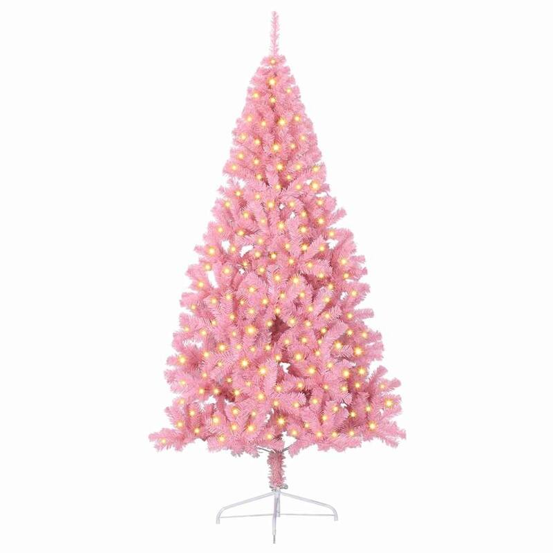 vidaXL Artificial Pre-lit Christmas Tree Pink in PVC - 59.06 in