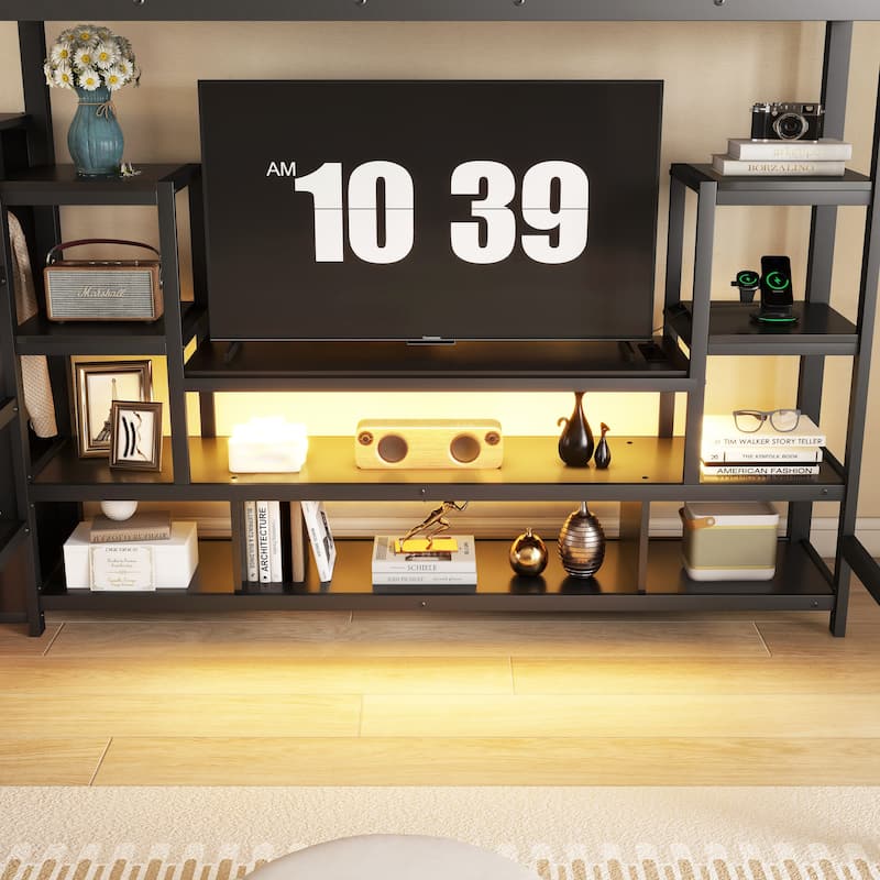 Metal Loft Bed with TV Stand, Metal Loft Bed with Staircase and Wardrobe