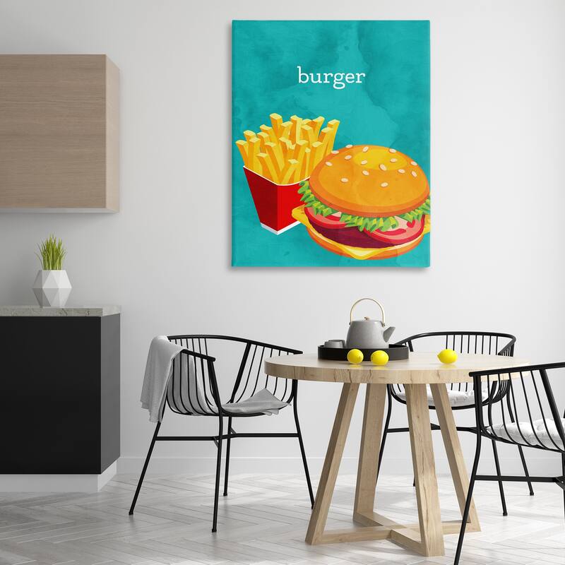 Stupell Satisfying Burger & Fries Canvas Wall Art Design By Kim Allen