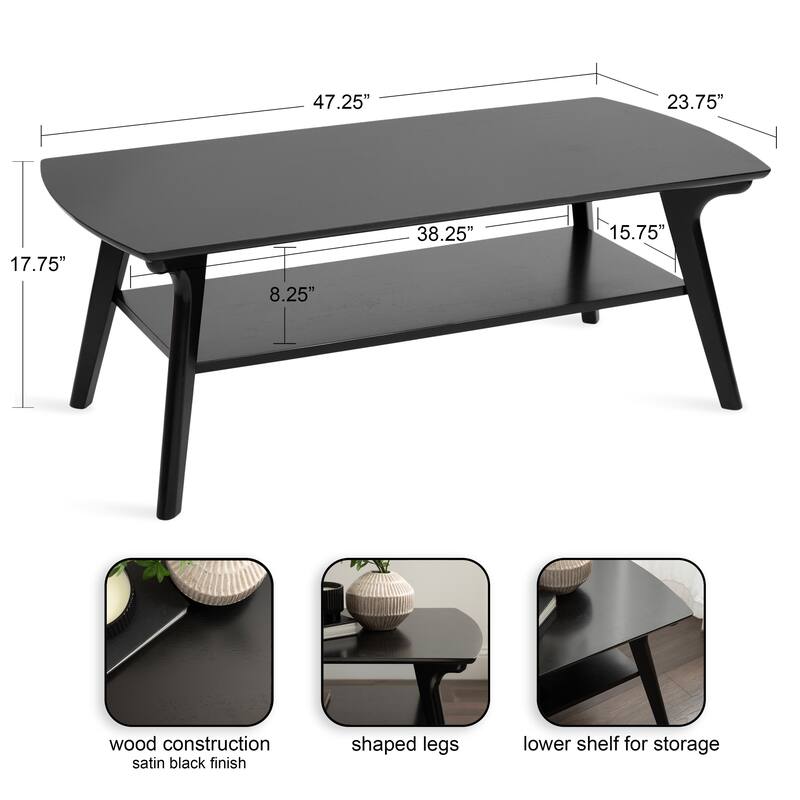 Kate and Laurel Louena Wood Coffee Table - 48x24x18