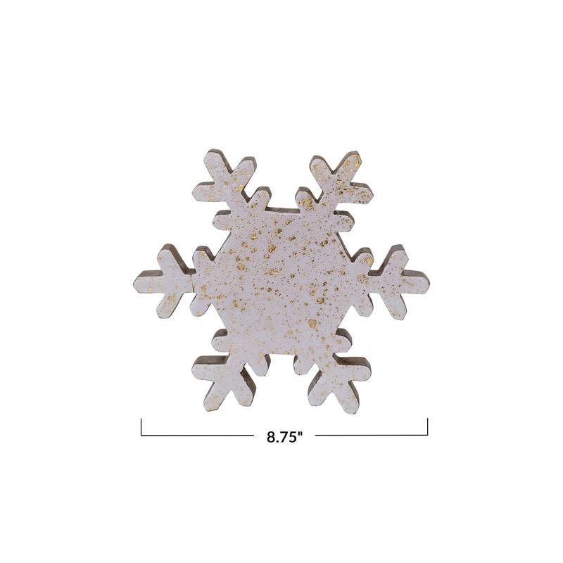 Handmade Enameled Mango Wood Snowflake with Splatter